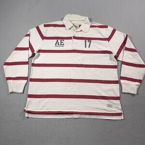American Eagle Rugby Shirt Mens XL Striped Long Sleeve‎ Vintage Style Classic 17